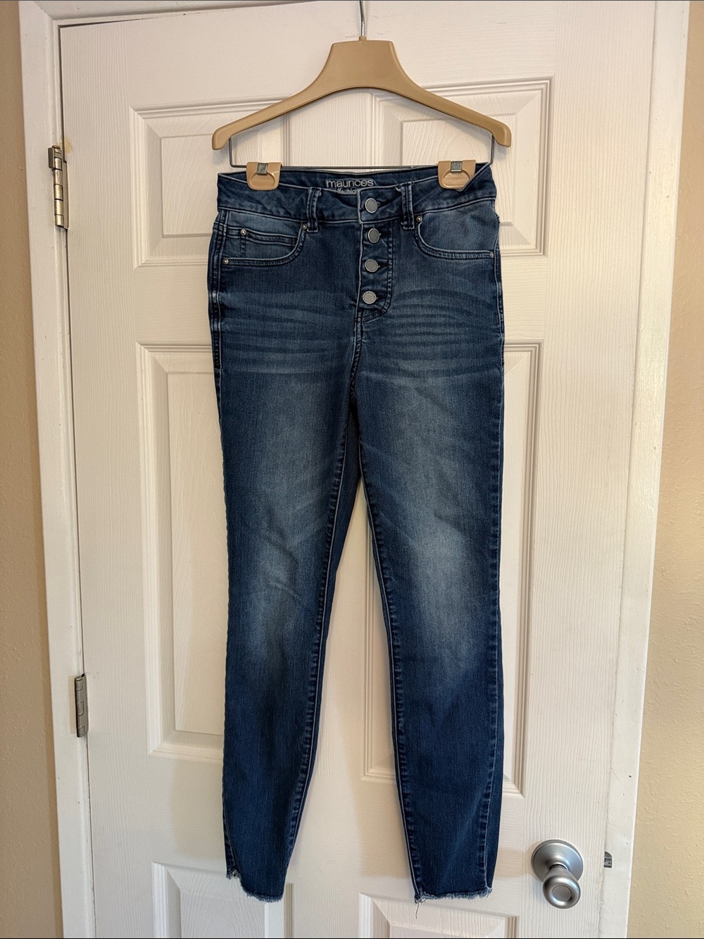 Maurices Skinny High-Rise Button-Fly Jeans - Dark Blue